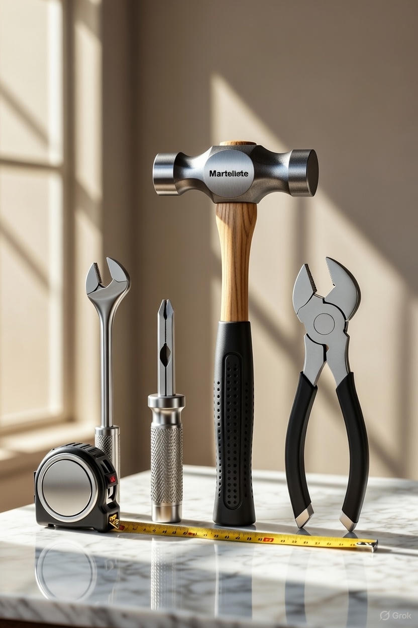 Luxury tools on elegant surface